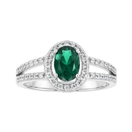 Bague femme entourage edora argent et oxyde verte edo70100943 – bagues femme