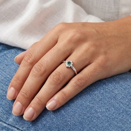 Bague Femme Fleur EDORA Argent et Oxydes de Zirconium EDO70100866