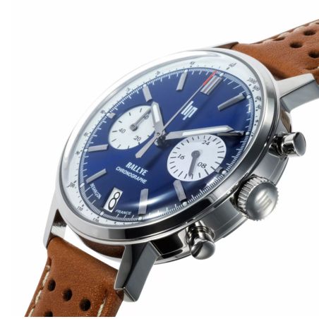 Montre homme chronographe lip rallye méca quartz 39mm cuir marron 671807 – montres françaises