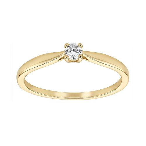 Bague Femme Solitaire EDORA OR 18 carats jaune et Diamant 0,10 cts EDO31H4100