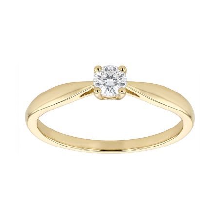 Bague femme solitaire edora or 9 carats jaune et diamant 0,20 cts edoh31h4200 – bagues de fiançailles