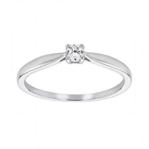 Bague Femme Solitaire EDORA OR 18 carats blanc et Diamant 0,10 cts EDO31H4105