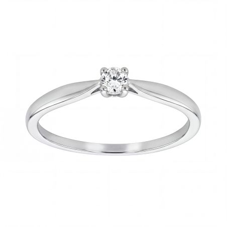 Bague femme solitaire edora or 18 carats blanc et diamant 0,10 cts edo31h4105 – bagues de fiançailles