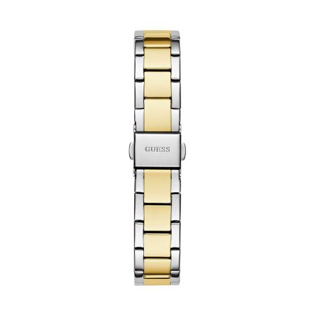 Montre femme guess charlotte ronde 30 mm bicolore doré argenté cadran vert lunette strass bracelet acier gw0767l4 – montres tendances femme