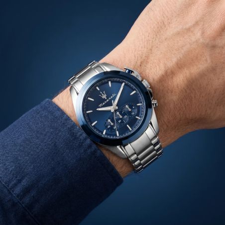 Montre Homme Chronographe Maserati Traguardo Bleu Acier Gris R8873612067