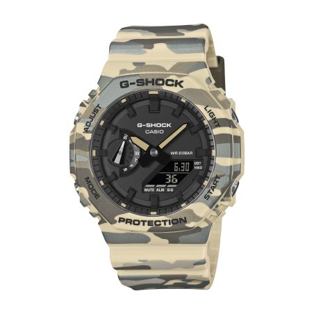 Montre homme casio g-shock casioak camouflage beige ga-2100cm-5aer – digitales