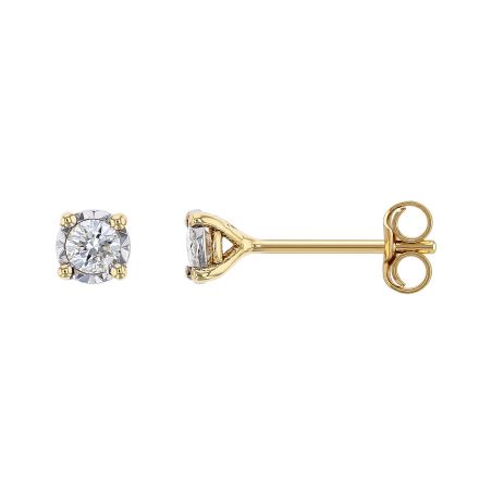 Boucles d'oreilles femme puces edora or 9 carats jaune et diamants 0,20 ct edobo/301.p.20.j.6.9 – boucles d'oreilles femme or