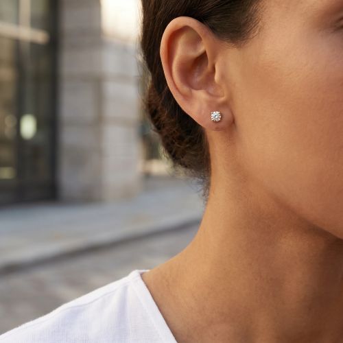 Boucles d'oreilles Femme Puces EDORA OR 9 Carats jaune et Diamants 0,20 ct EDOBO/301.P.20.J.6.9