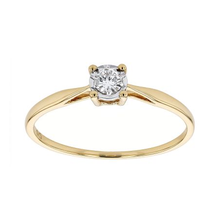 Bague femme solitaire pastille edora or 9 carats jaune et diamants 0,14 ct edob2/913.p.14.j.6.9 – bagues femme diamant
