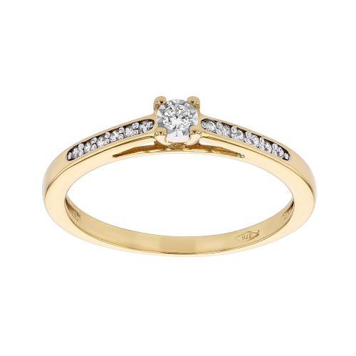 Bague Femme Solitaire Accompagné EDORA OR 9 Carats jaune et Diamants 0,15 ct EDOB2/467.P.15.BIC.6.9