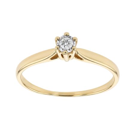 Bague femme solitaire pastille edora or 9 carats jaune et diamants 0,05 ct edob2/001.p.05.j.6.9 – bagues femme diamant