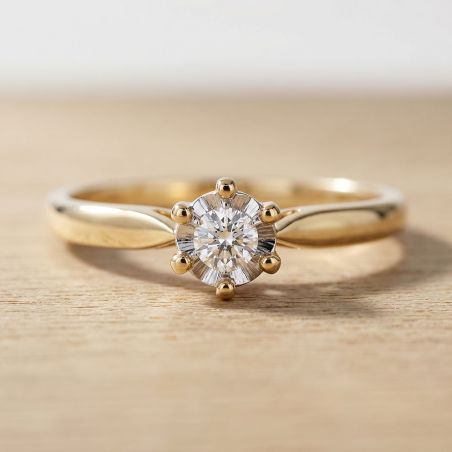 Bague femme solitaire pastille edora or 9 carats jaune et diamants 0,05 ct edob2/001.p.05.j.6.9 – bagues femme diamant