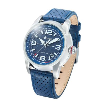 Montre homme rafale solo display cadran et cuir bleu 666020 – montres françaises