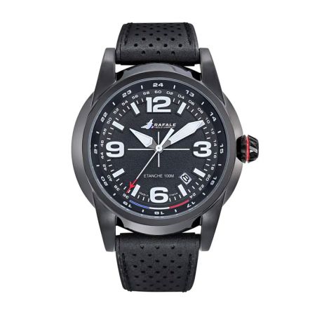 Montre homme rafale solo display cadran et cuir noir 666022 – montres françaises