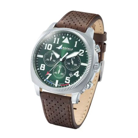 Montre homme rafale solo display coach chrono vert cuir marron 666026 – montres françaises