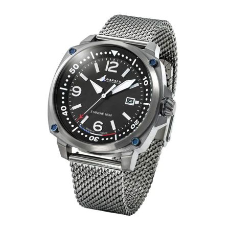 Montre homme rafale solo display pilote acier cadran noir 666036 – montres françaises
