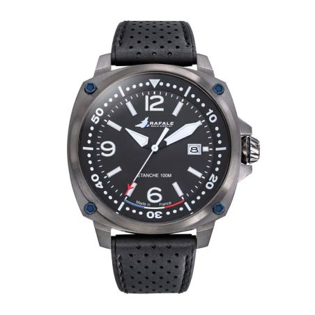 Montre homme rafale solo display pilote cuir noir 666035 – montres françaises