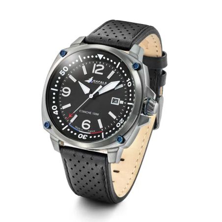 Montre homme rafale solo display pilote cuir noir 666035 – montres françaises
