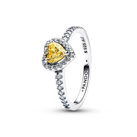 Bague femme pandora cœur surélevé jaune scintillant 198421c06 – bagues tendances