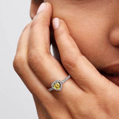 Bague Femme PANDORA Cœur Surélevé Jaune Scintillant 198421C06