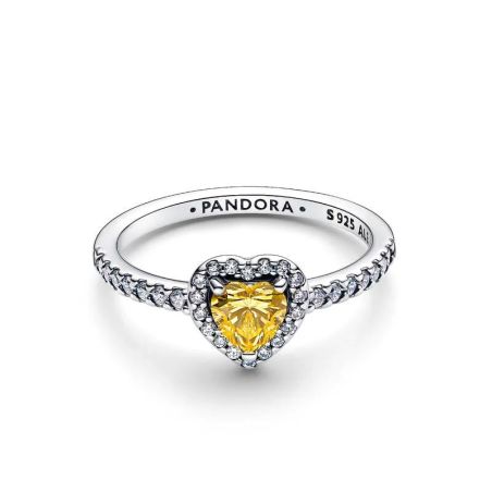 Bague femme pandora cœur surélevé jaune scintillant 198421c06 – bagues tendances