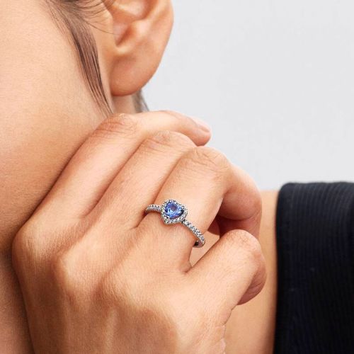 Bague Femme PANDORA Cœur Surélevé Bleuet Scintillant 198421C05