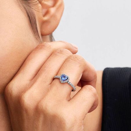 Bague Femme PANDORA Cœur Surélevé Bleuet Scintillant 198421C05