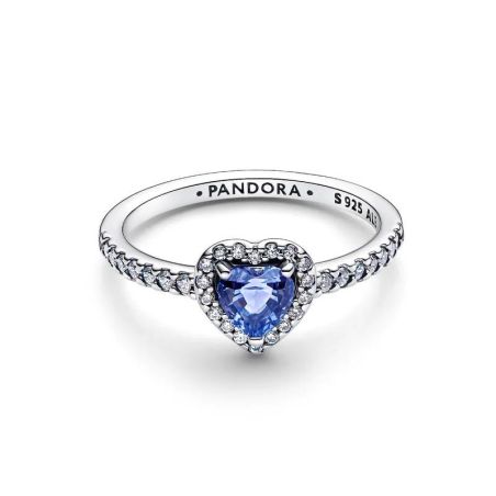 Bague femme pandora cœur surélevé bleuet scintillant 198421c05 – bagues tendances