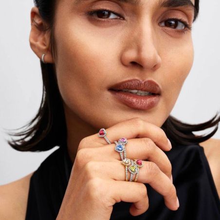 Bague femme pandora cœur surélevé bleuet scintillant 198421c05 – bagues tendances