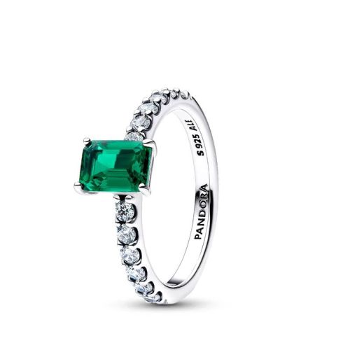 Bague Femme PANDORA Halo Vert Scintillant Rectangulaire 194506C01