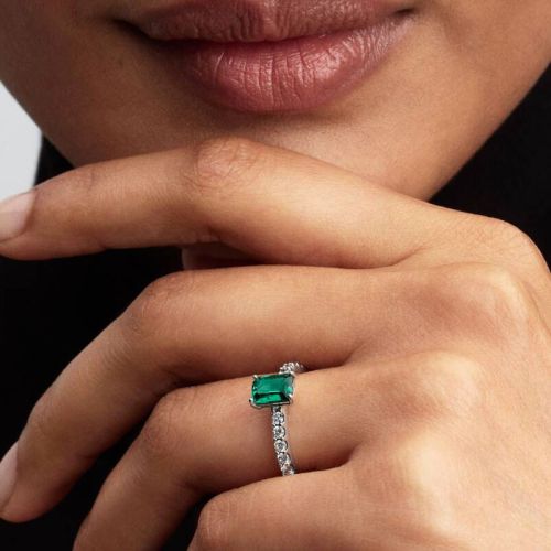 Bague Femme PANDORA Halo Vert Scintillant Rectangulaire 194506C01