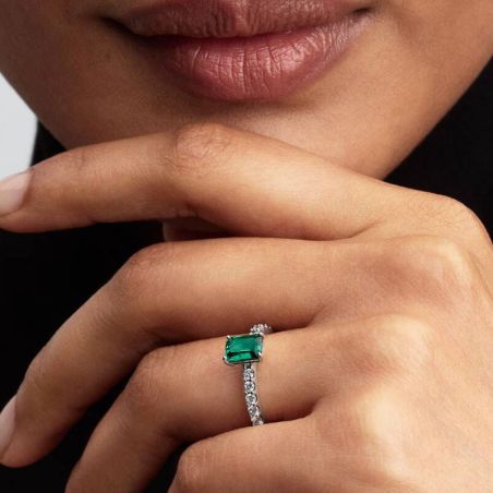 Bague Femme PANDORA Halo Vert Scintillant Rectangulaire 194506C01