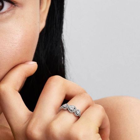 Bague Femme PANDORA Trilogie Cœur Halo 194413C01
