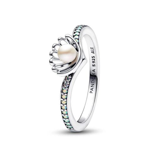Bague Femme PANDORA Perle de Culture d’Eau Douce Traitée Princesse Disney Ariel Coquillage 193654C01
