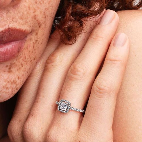 Bague Femme PANDORA Halo Carré Scintillante 193555C02