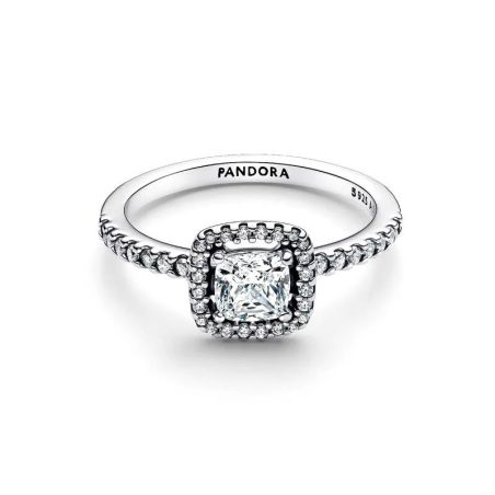 Bague femme pandora halo carré scintillante 193555c02 – bagues tendances