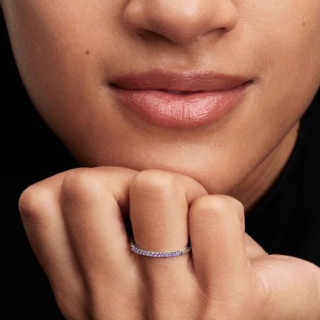 Bague Femme PANDORA Anneau Demi-Éternité Violet Scintillant 192999C04