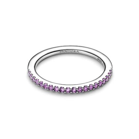 Bague femme pandora anneau demi-éternité violet scintillant 192999c04 – bagues tendances
