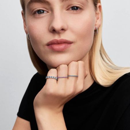Bague femme pandora anneau demi-éternité violet scintillant 192999c04 – bagues tendances