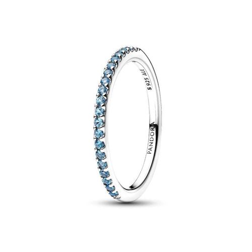 Bague Femme PANDORA Anneau Demi-Éternité Aigue-Marine Scintillant 192999C03