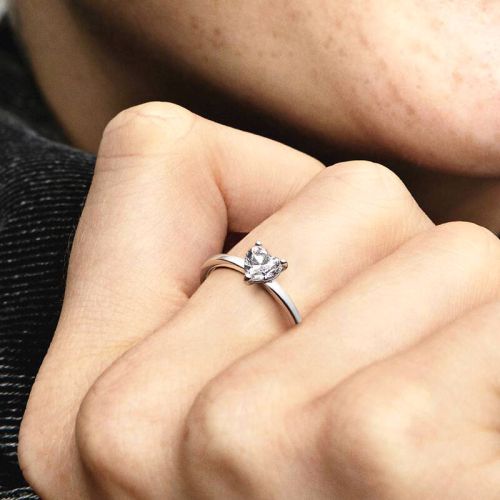 Bague Femme PANDORA Solitaire Cœur Scintillan