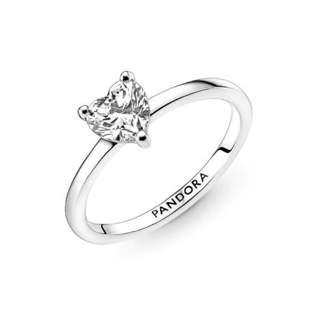 Bague femme pandora solitaire cœur scintillan – bagues tendances