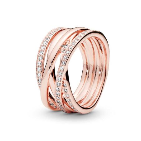 Bague femme pandora scintillante &amp; lignes polies 180919cz – bagues tendances