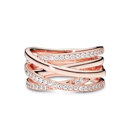 Bague femme pandora scintillante &amp; lignes polies 180919cz – bagues tendances