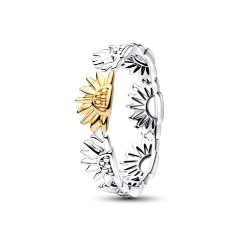 Bague Femme PANDORA Anneau Demi-Éternité Tournesols Bimatière 164702C00