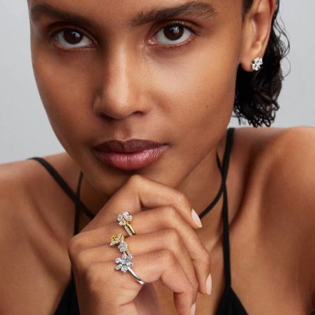 Bague femme pandora fleur scintillante doré164499c01 – bagues tendances