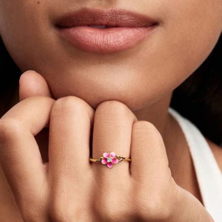 Bague Femme PANDORA Disney Vaiana Fleur de Plumeria Dorée 163844C01