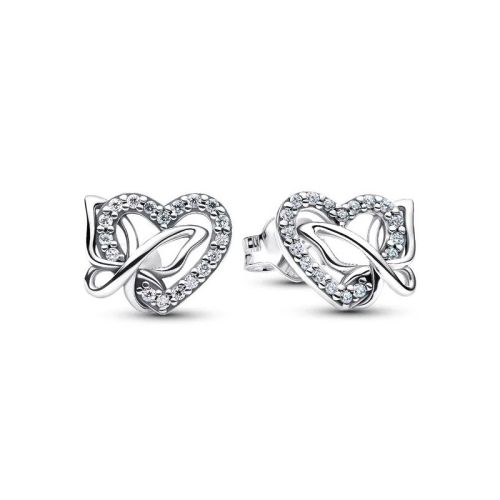 Clous d’Oreilles Femme PANDORA Cœur et Papillon Entrelacés 294476C01