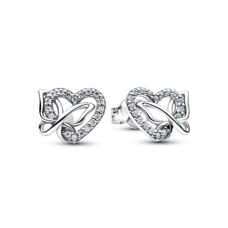 Clous d’oreilles femme pandora cœur et papillon entrelacés 294476c01 – boucles d'oreilles tendances