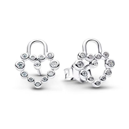 Clous d’oreilles femme pandora cadenas cœur scintillant 294419c01 – boucles d'oreilles tendances